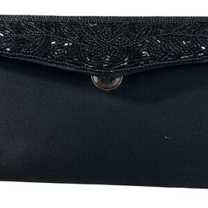 Chic Black Beaded Clutch